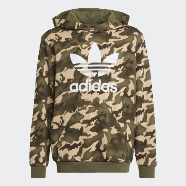 Adidas Sweat à Capuche Camouflage Beige
