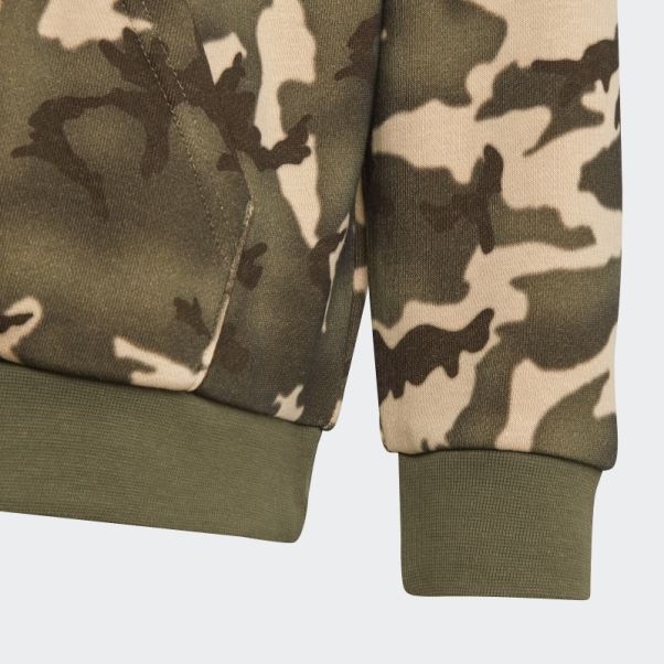 Adidas Sweat à Capuche Camouflage Beige