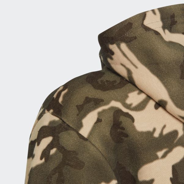 Adidas Sweat à Capuche Camouflage Beige