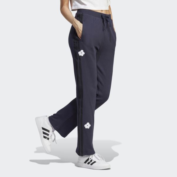 Adidas - Jogging Taille Haute à 3 Bandes Avec Patchs De Fleurs En Chenille Encre