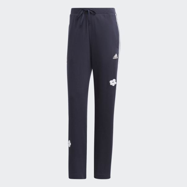 Adidas - Jogging Taille Haute à 3 Bandes Avec Patchs De Fleurs En Chenille Encre