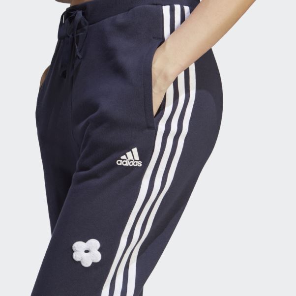 Adidas - Jogging Taille Haute à 3 Bandes Avec Patchs De Fleurs En Chenille Encre