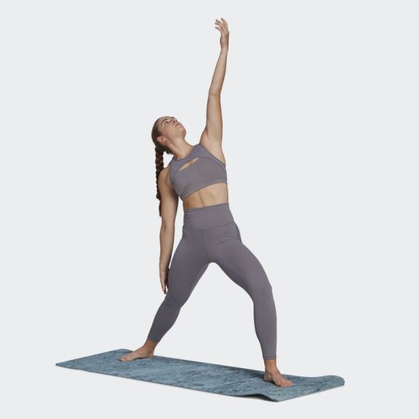 Legging Taille Super Haute Côtelé Adidas Yoga Studio Luxe Wind Gris Trace