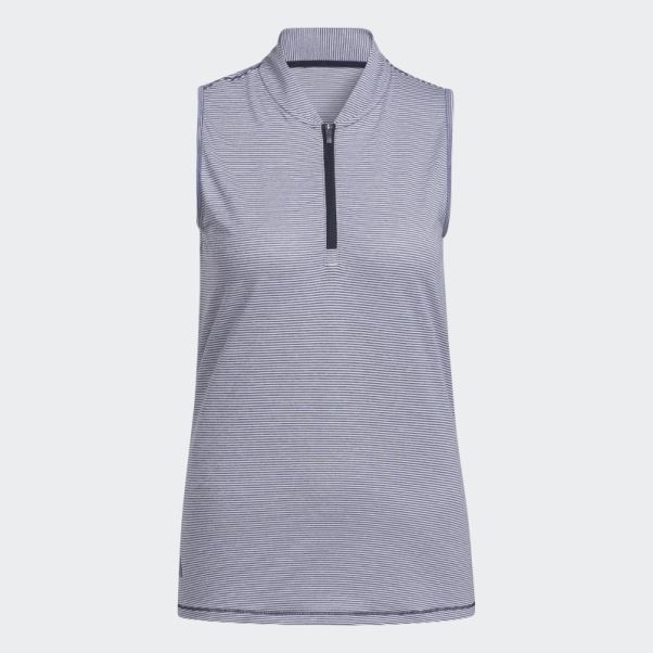 Bleu Marine Polo De Golf Sans Manches Ottoman Bicolore Adidas