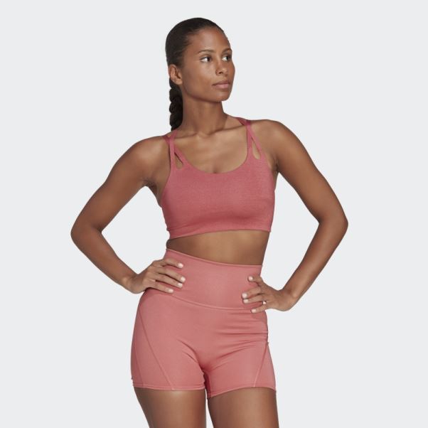 Soutien-gorge Anti-feu à Maintien Léger Adidas Yoga Luxe Studio Rouge