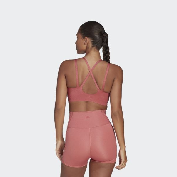 Soutien-gorge Anti-feu à Maintien Léger Adidas Yoga Luxe Studio Rouge