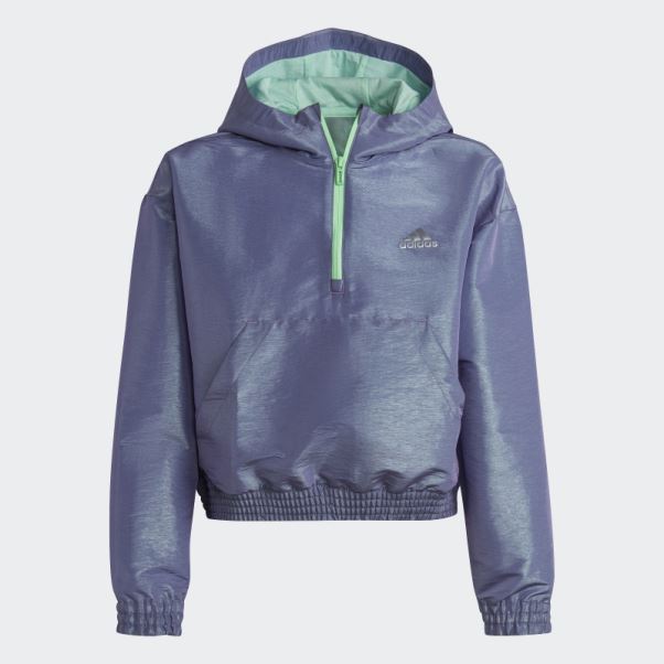Mode Argent Adidas Danse Coupe Ample Tissé Demi-zip Capuche Survêtement