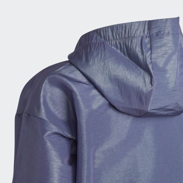 Mode Argent Adidas Danse Coupe Ample Tissé Demi-zip Capuche Survêtement