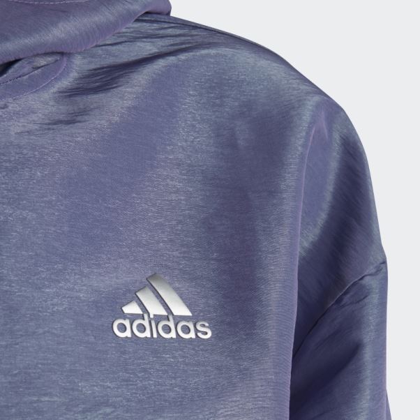 Mode Argent Adidas Danse Coupe Ample Tissé Demi-zip Capuche Survêtement