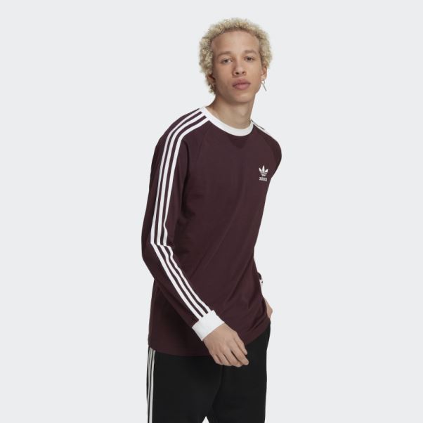 Adicolor Classics 3-stripes T-shirt à Manches Longues Bordeaux Adidas