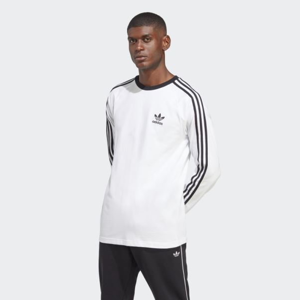 Adidas Adicolor Classics T-shirt à Manches Longues à 3 Bandes Blanc