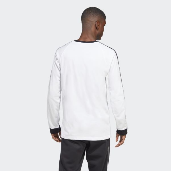 Adidas Adicolor Classics T-shirt à Manches Longues à 3 Bandes Blanc