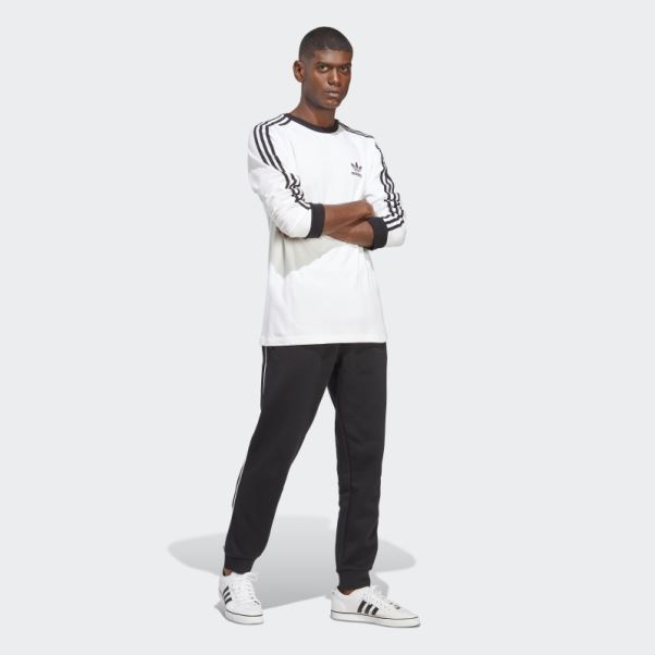 Adidas Adicolor Classics T-shirt à Manches Longues à 3 Bandes Blanc