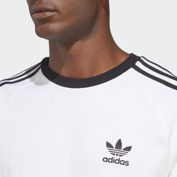 T-shirt à Manches Longues Adidas Adicolor Classics 3 Bandes Blanc