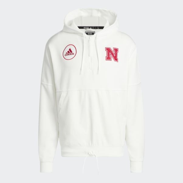 Sweat à Capuche Zippé Sans Teinture Cornhuskers Adidas Non Teint