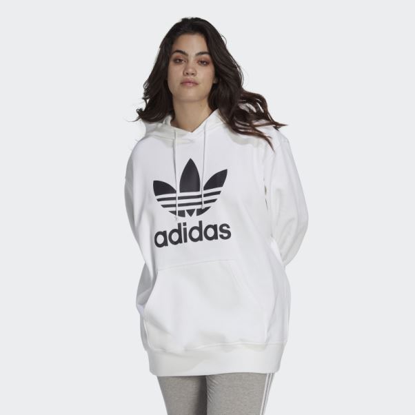 Adidas Sweat à Capuche Trèfle (grande Taille) Blanc