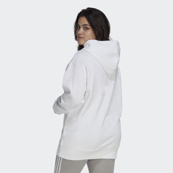 Adidas Sweat à Capuche Trèfle (grande Taille) Blanc