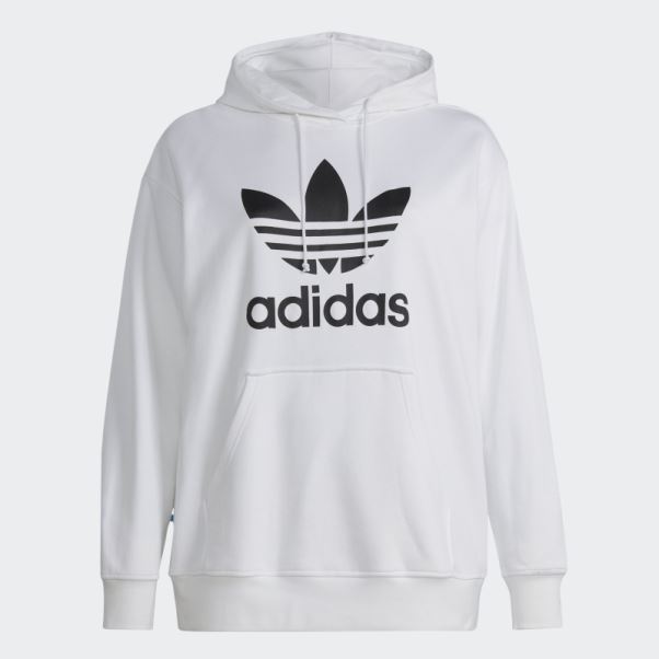 Adidas Sweat à Capuche Trèfle (grande Taille) Blanc