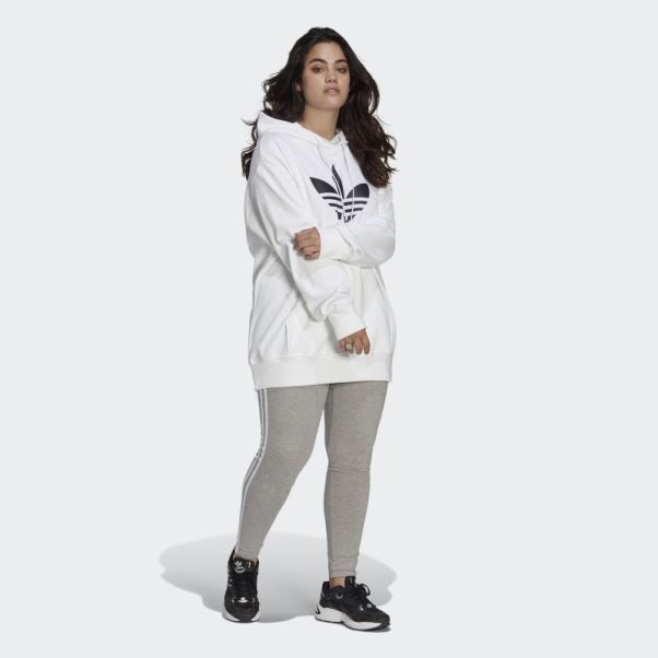 Adidas Sweat à Capuche Trèfle (grande Taille) Blanc