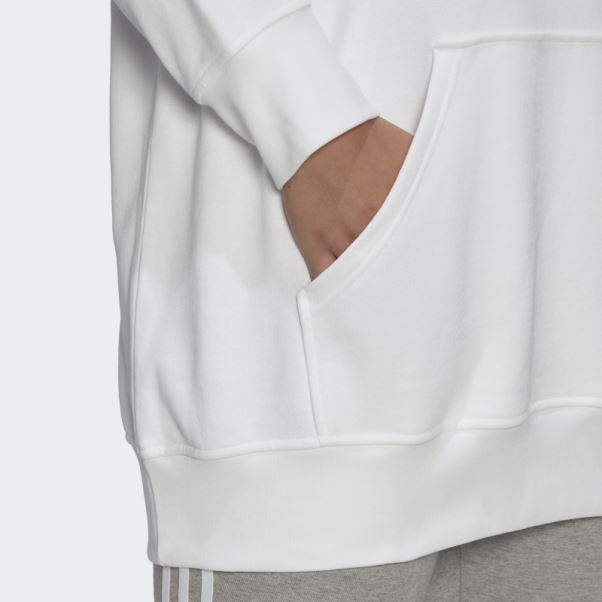 Adidas Sweat à Capuche Trèfle (grande Taille) Blanc