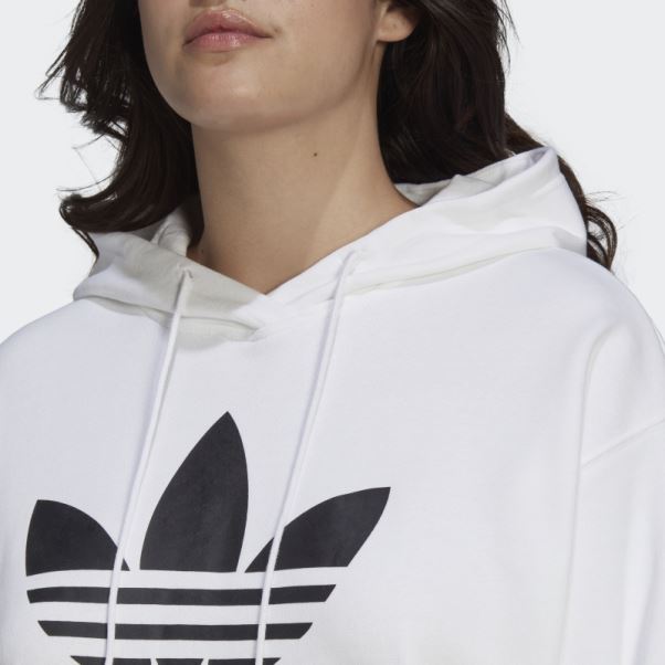 Adidas Sweat à Capuche Trèfle (grande Taille) Blanc