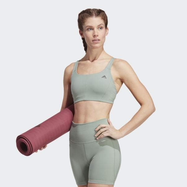 Soutien-gorge Coreflow Medium-support Argent Vert Adidas