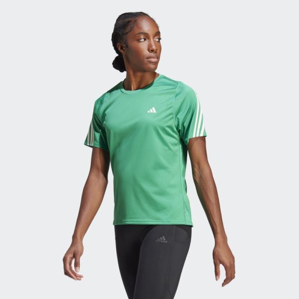 Run Icon 3-stripes T-shirt De Course à Faible émission De Carbone Adidas Court Vert
