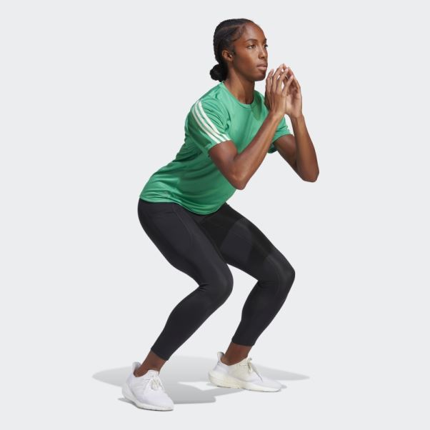 Run Icon 3-stripes T-shirt De Course à Faible émission De Carbone Adidas Court Vert