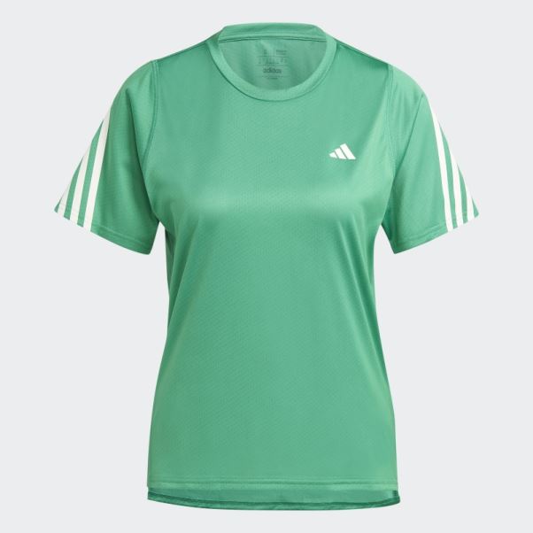 Run Icon 3-stripes T-shirt De Course à Faible émission De Carbone Adidas Court Vert