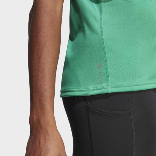 Run Icon 3-stripes T-shirt De Course à Faible émission De Carbone Adidas Court Vert