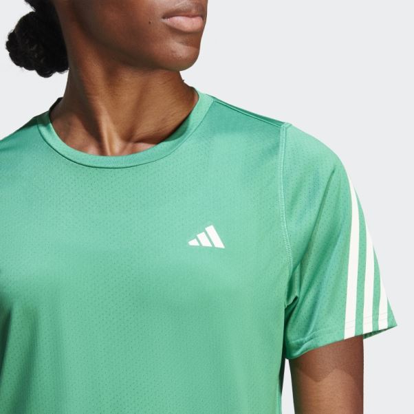 Run Icon 3-stripes T-shirt De Course à Faible émission De Carbone Adidas Court Vert