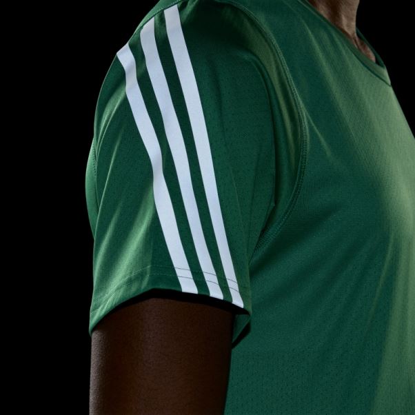 Run Icon 3-stripes T-shirt De Course à Faible émission De Carbone Adidas Court Vert