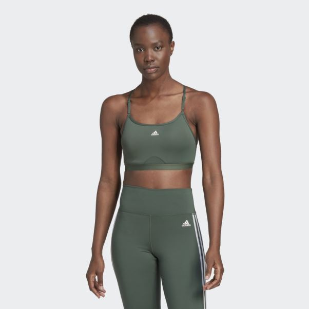 Brassière à Maintien Léger Adidas Aeroreact Training Vert Oxyde