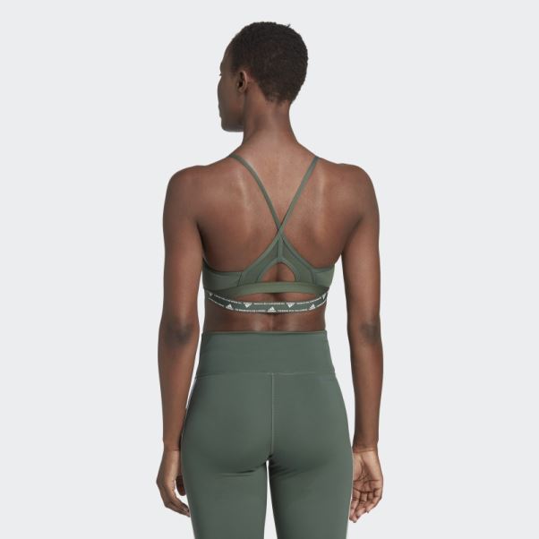 Brassière à Maintien Léger Adidas Aeroreact Training Vert Oxyde