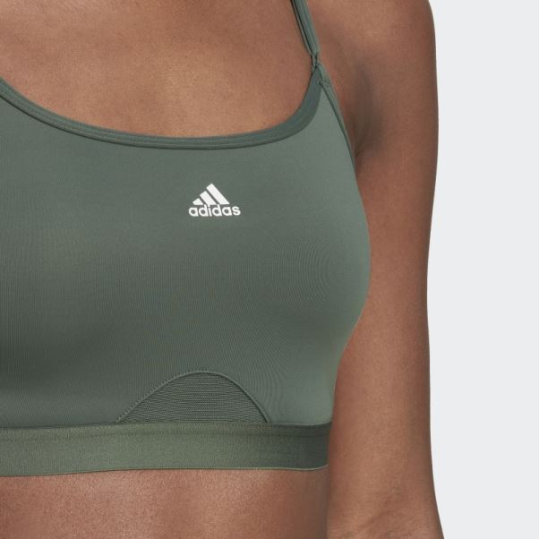 Brassière à Maintien Léger Adidas Aeroreact Training Vert Oxyde