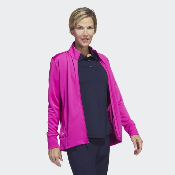 Adidas Veste Fuchsia Texturée Entièrement Zippée