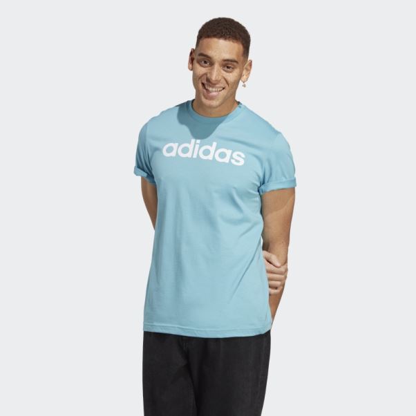 T-shirt à Logo Brodé Linéaire En Jersey Essentiel Bleu Adidas