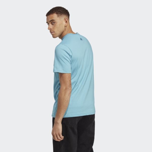 T-shirt à Logo Brodé Linéaire En Jersey Essentiel Bleu Adidas