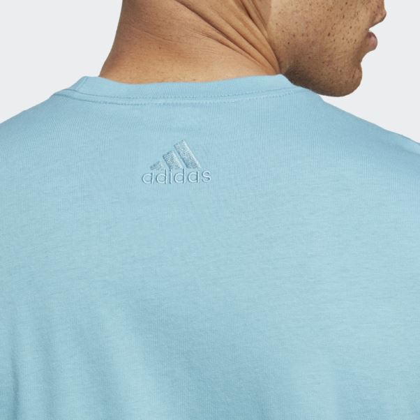T-shirt à Logo Brodé Linéaire En Jersey Essentiel Bleu Adidas