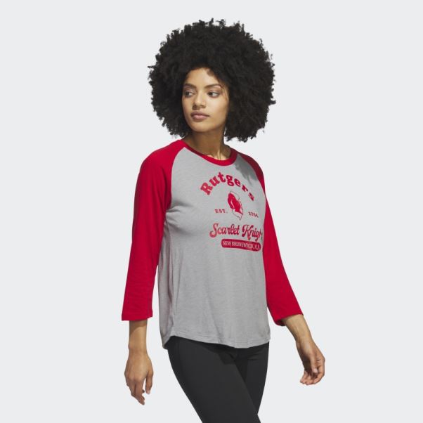Adidas Core Scarlet Knights T-shirt De Baseball à Manches 3/4