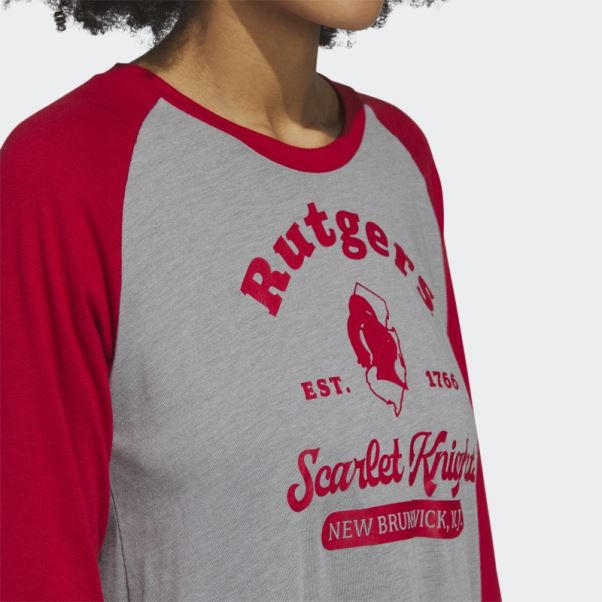 Adidas Core Scarlet Knights T-shirt De Baseball à Manches 3/4
