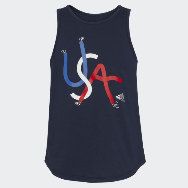 Débardeur Bleu Marine à Ourlet Arrondi Adidas