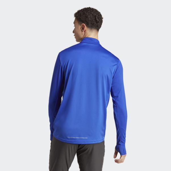 T-shirt 1/2 Zip Adidas Propriétaire De La Course Bleu