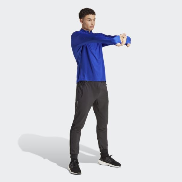 T-shirt 1/2 Zip Adidas Propriétaire De La Course Bleu