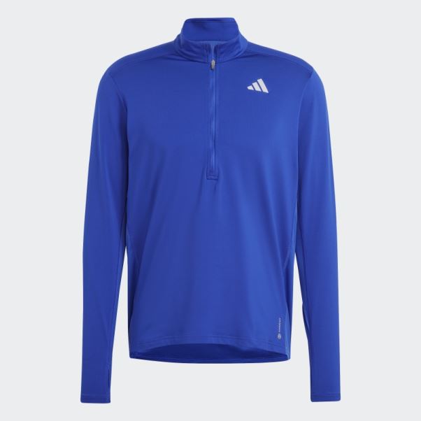T-shirt 1/2 Zip Adidas Propriétaire De La Course Bleu