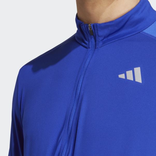 T-shirt 1/2 Zip Adidas Propriétaire De La Course Bleu