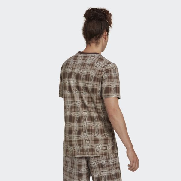 T-shirt à Manches Courtes Imprimé Marron Crayeux Adidas