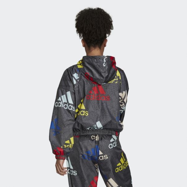 Coupe-vent Ample Adidas Essentials Logo Multicolore Carbone