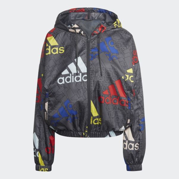 Coupe-vent Ample Adidas Essentials Logo Multicolore Carbone