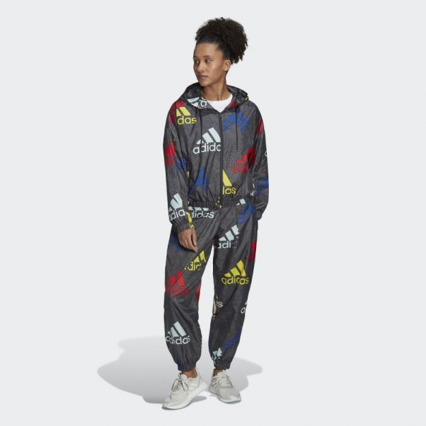 Coupe-vent Ample Adidas Essentials Logo Multicolore Carbone